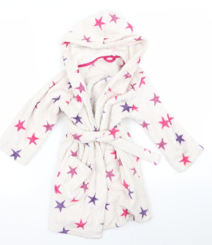 Preloved m&s Girls White Floral  Cami Robe Size 2 Years - Front