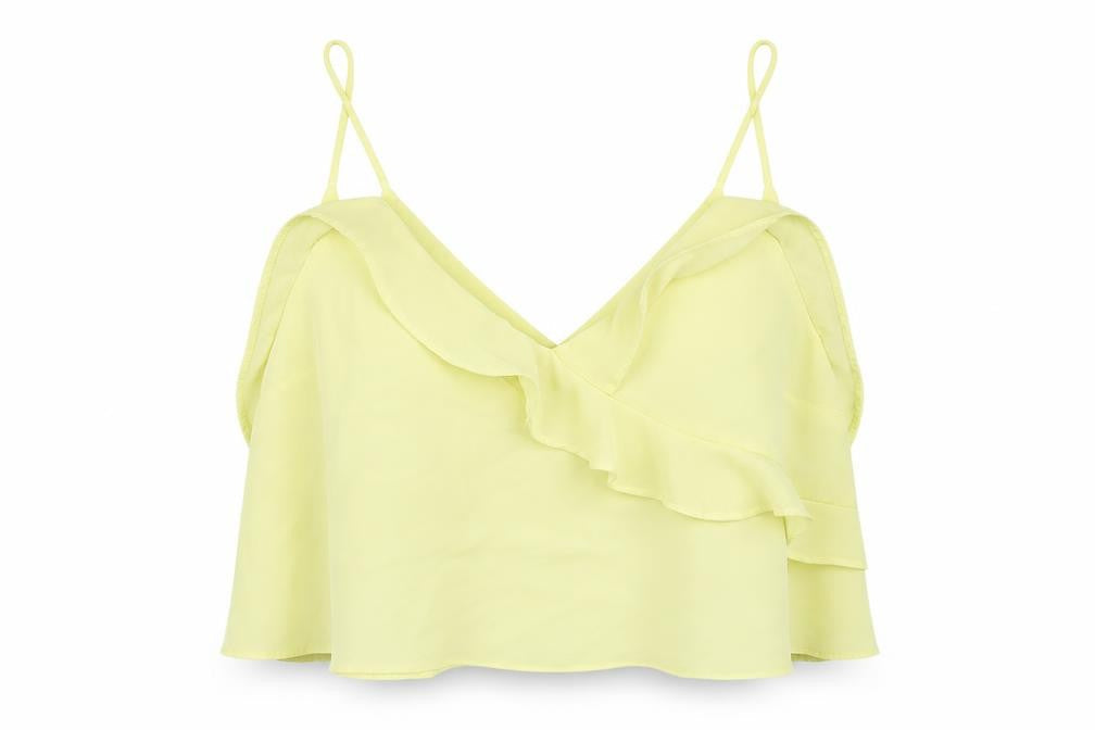Preworn Womens Yellow   Cropped Blouse Size 16