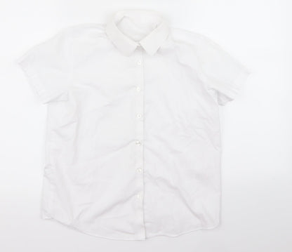 Additional front view of George girls’ white rayon basic button-up, size 12, years