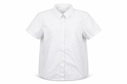 Front view of George girls’ white rayon basic button-up, size 12, years