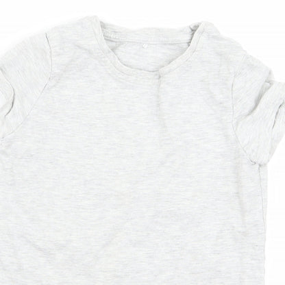 Close-up detail of George girls’ grey basic t-shirt, size 6, years