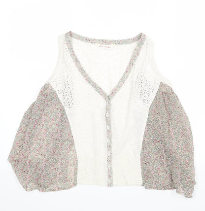 Additional front view of Miss Selfridge women’s beige floral basic blouse, size UK 8