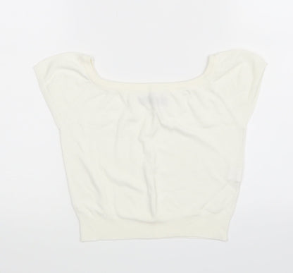 Front view of Atmosphere women’s white cropped tank, size UK 8