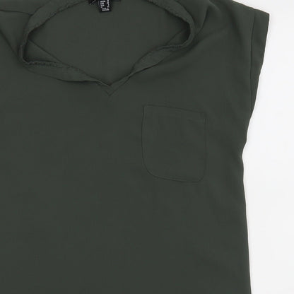Close-up detail of Atmosphere women’s green basic blouse, size UK 10