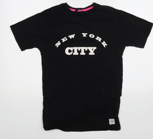 George Girls Black   Basic T-Shirt Size 10-11 Years  - New York