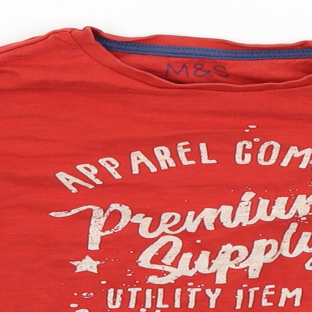 M&S Boys Red   Basic T-Shirt Size 3-4 Years