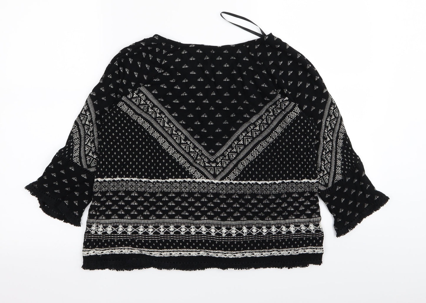 New Look Womens Black Geometric  Basic Blouse Size 10