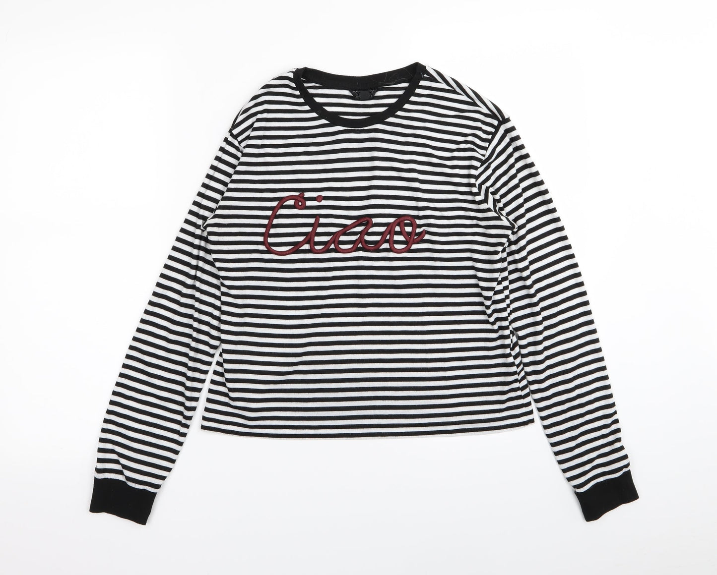Topshop Womens Multicoloured Striped  Basic T-Shirt Size 8
