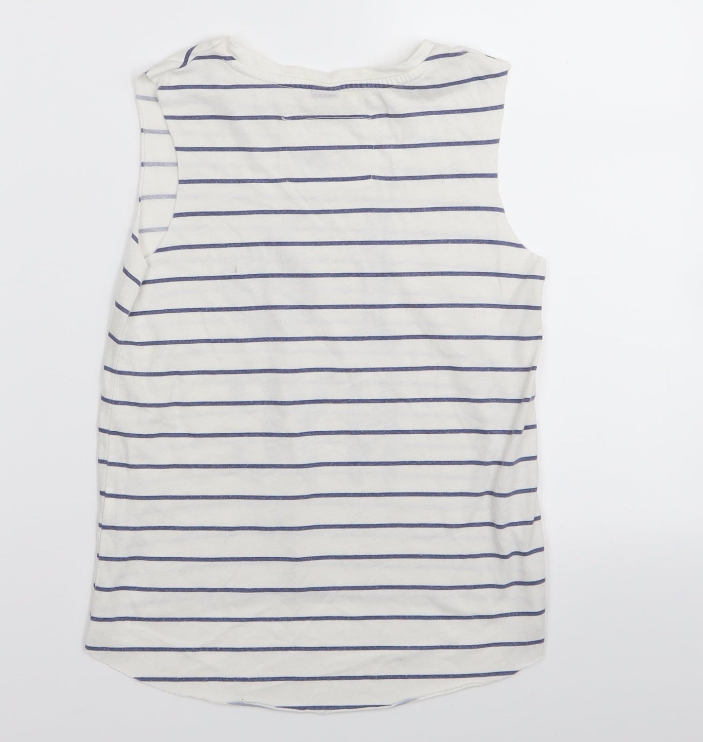 River Island Girls White Striped  Basic Tank Size 7-8 Years