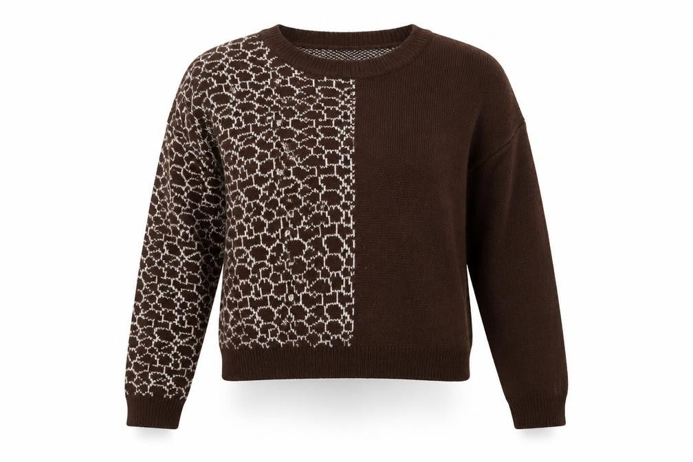 SheIn Womens Brown Geometric  Pullover Jumper Size S