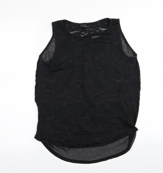NEXT Womens Black Geometric  Basic Tank Size 10