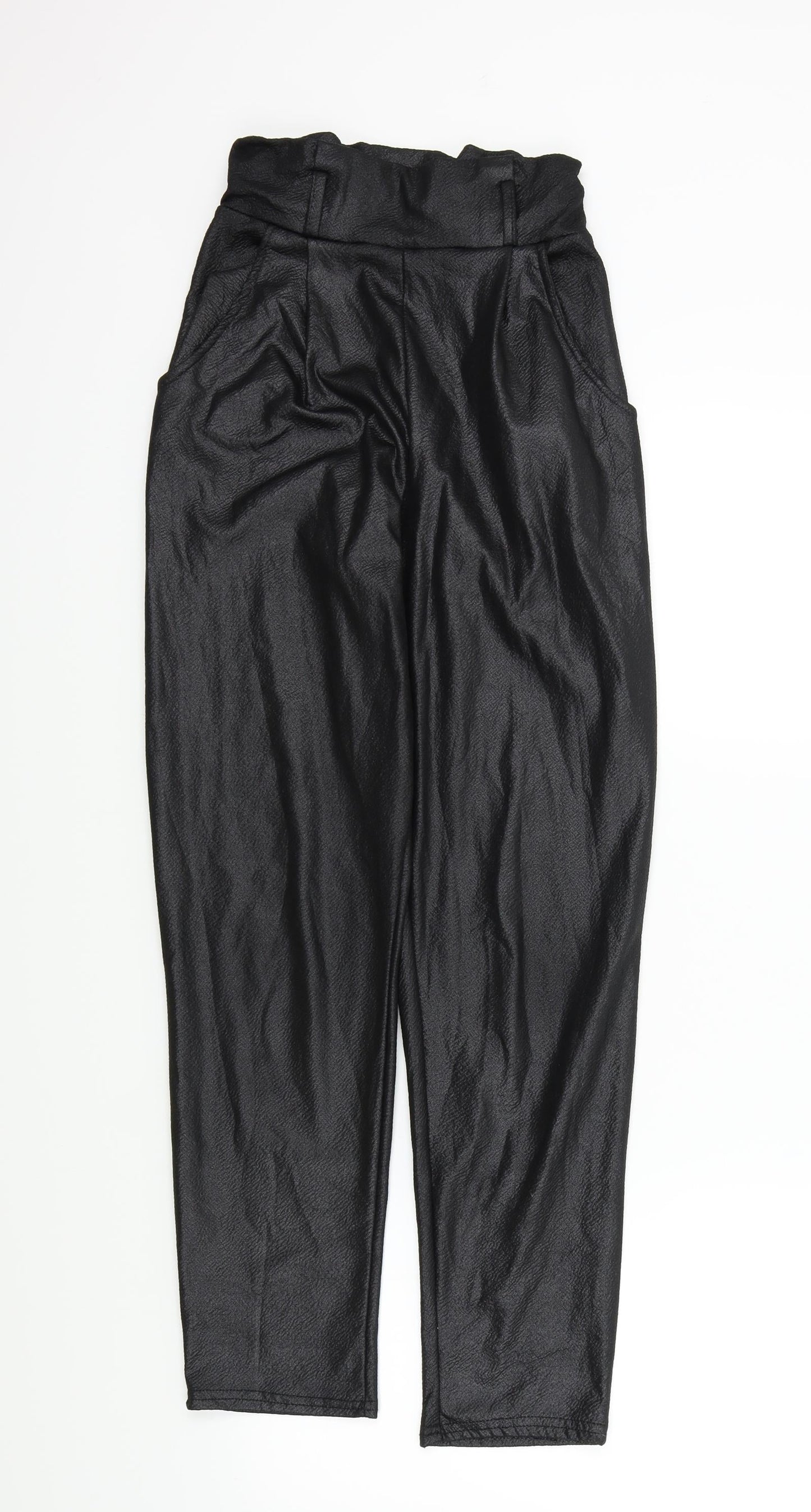 PRETTYLITTLETHING Womens Black   Trousers  Size 6 L25 in - Frill Detail