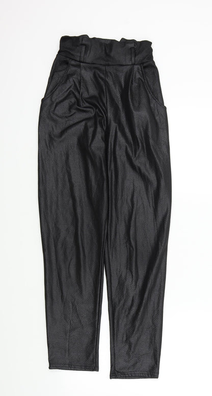 PRETTYLITTLETHING Womens Black   Trousers  Size 6 L25 in - Frill Detail
