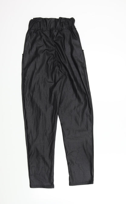 PRETTYLITTLETHING Womens Black   Trousers  Size 6 L25 in - Frill Detail