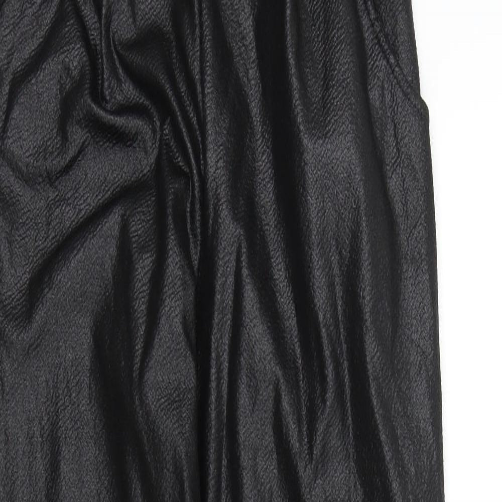 PRETTYLITTLETHING Womens Black   Trousers  Size 6 L25 in - Frill Detail