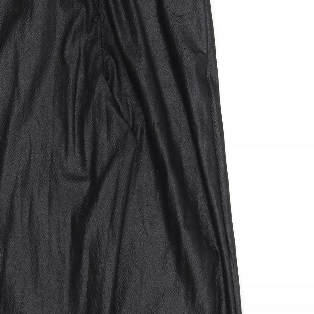 PRETTYLITTLETHING Womens Black   Trousers  Size 6 L25 in - Frill Detail