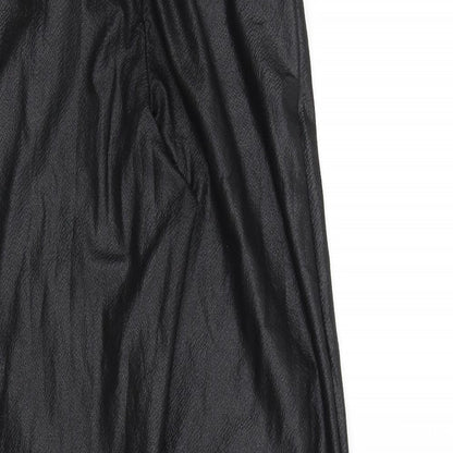 PRETTYLITTLETHING Womens Black   Trousers  Size 6 L25 in - Frill Detail
