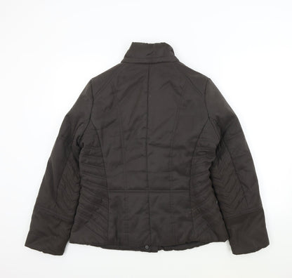 Back view of Principles women’s brown overcoat jacket, size UK 14