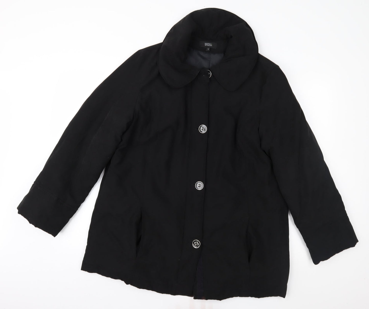 Marks and Spencer Womens Black   Overcoat Coat Size 14
