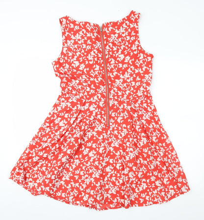 Womens Red Geometric  Fit & Flare  Size 12