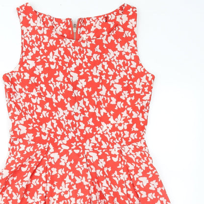 Womens Red Geometric  Fit & Flare  Size 12