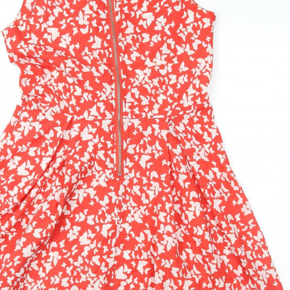 Womens Red Geometric  Fit & Flare  Size 12