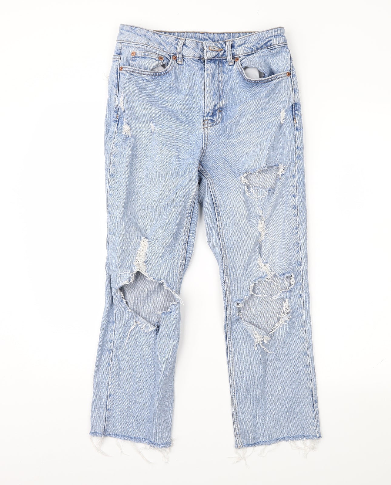 Topshop Womens Blue  Denim Straight Jeans Size 28 in L30 in