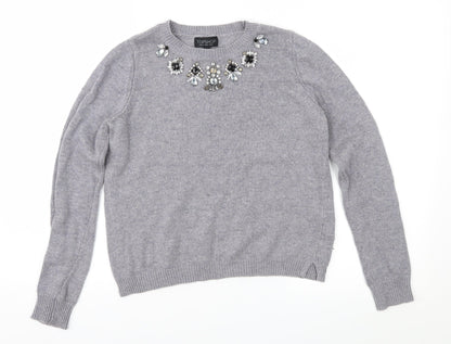 Preloved Topshop Womens Grey   Pullover Jumper Size 6 - Front
