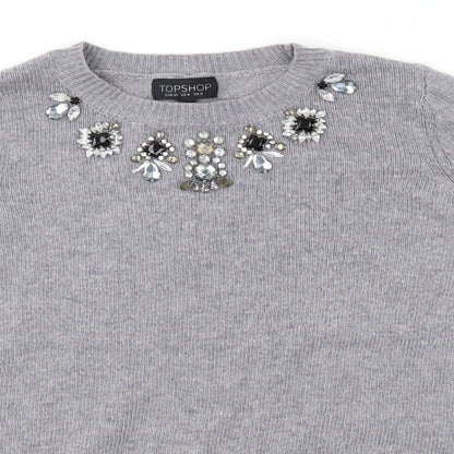 Preloved Topshop Womens Grey   Pullover Jumper Size 6 - Detail