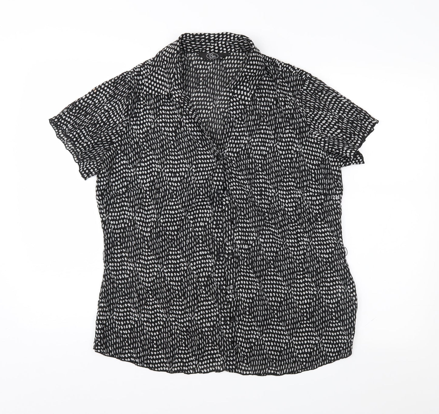Bonmarché Womens Black Geometric  Basic Blouse Size 14