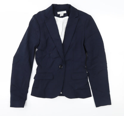 Preloved H&M Womens Blue   Jacket Suit Jacket Size 4 - Front