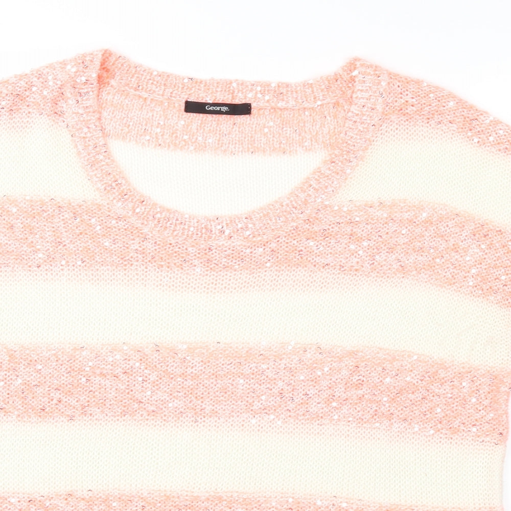 George Womens Orange Striped  Pullover Jumper Size 14
