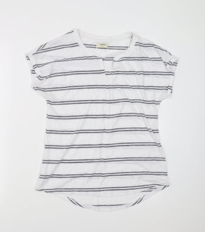 Front view of Papaya women’s white striped basic t-shirt, size UK 10