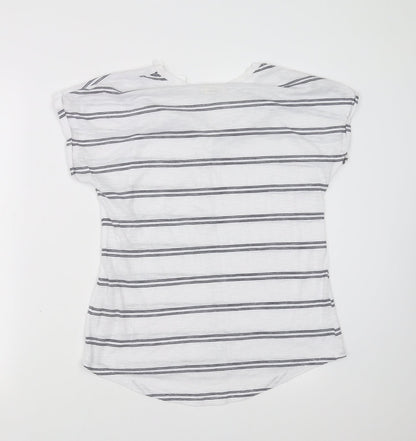 Back view of Papaya women’s white striped basic t-shirt, size UK 10