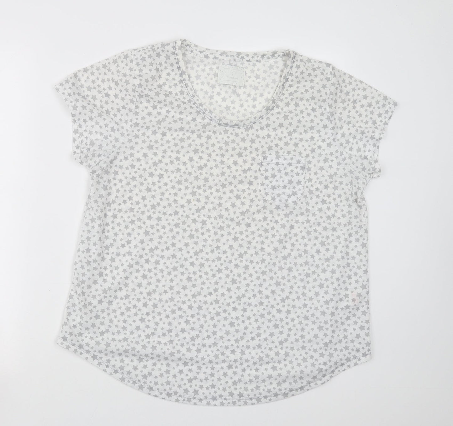 Matalan Womens White Geometric  Top Pyjama Top Size M  - Star pattern