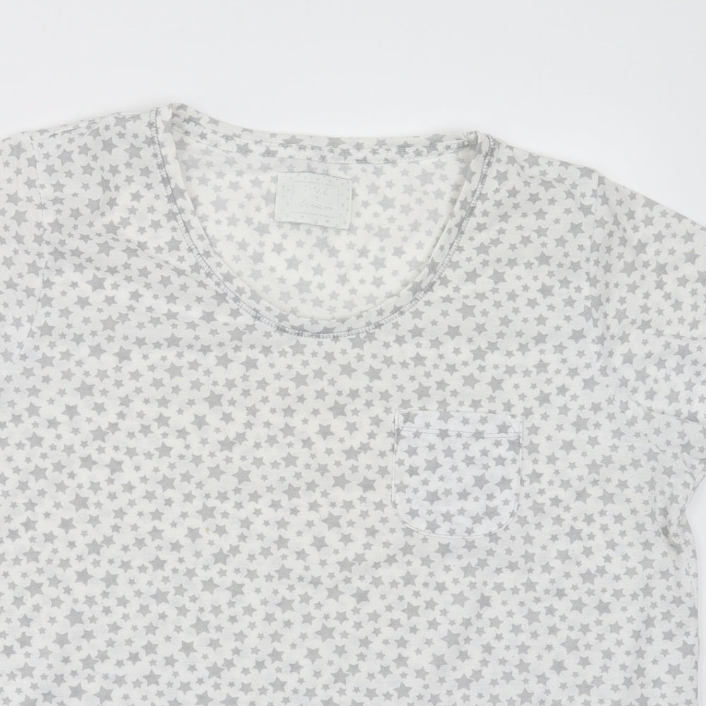 Matalan Womens White Geometric  Top Pyjama Top Size M  - Star pattern