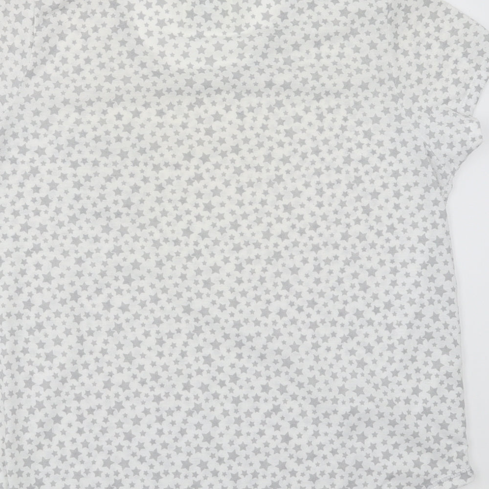 Matalan Womens White Geometric  Top Pyjama Top Size M  - Star pattern
