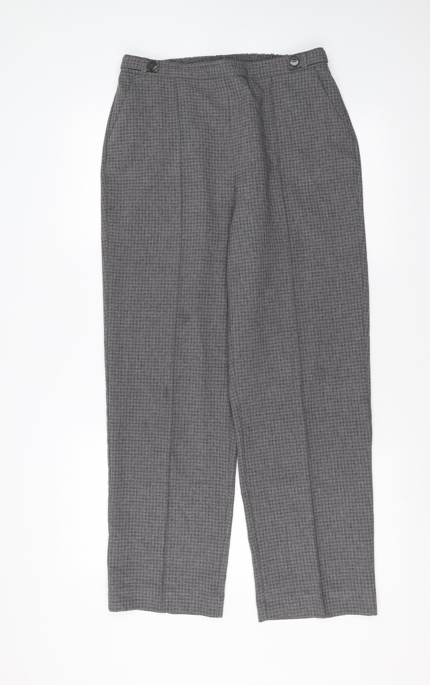 BM Womens Grey Check  Trousers  Size 12 L27 in