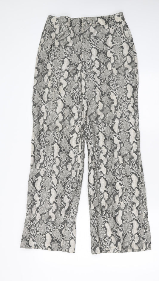 H&M Womens Grey Animal Print  Trousers  Size 8 L29 in - Snake Print