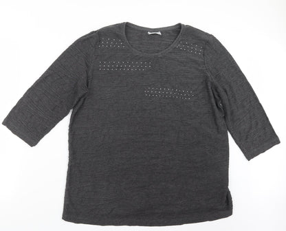 Additional front view of Canda women’s grey basic t-shirt, size XL