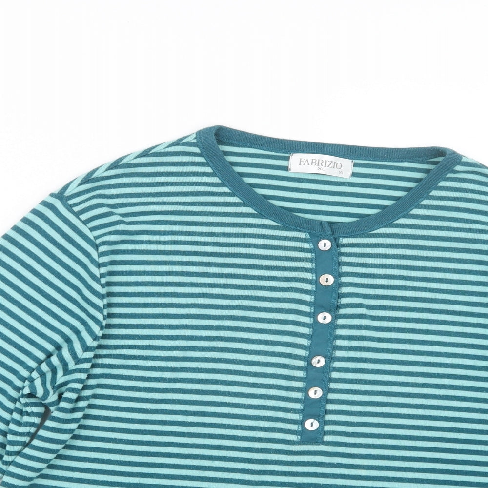 Fabrizio Womens Green Striped  Pullover Jumper Size XL
