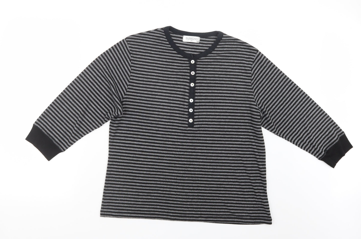 Fabrizio Womens Grey Striped Knit Pullover Jumper Size XL