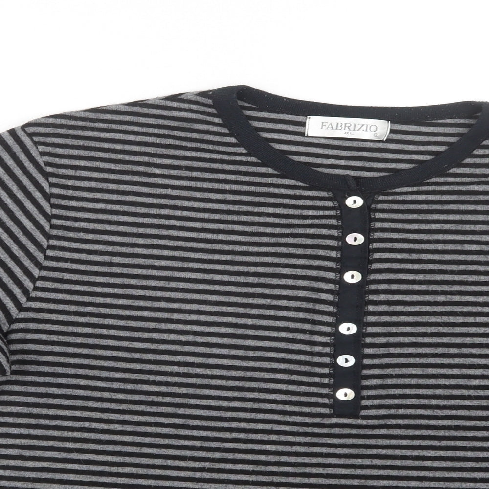 Fabrizio Womens Grey Striped Knit Pullover Jumper Size XL