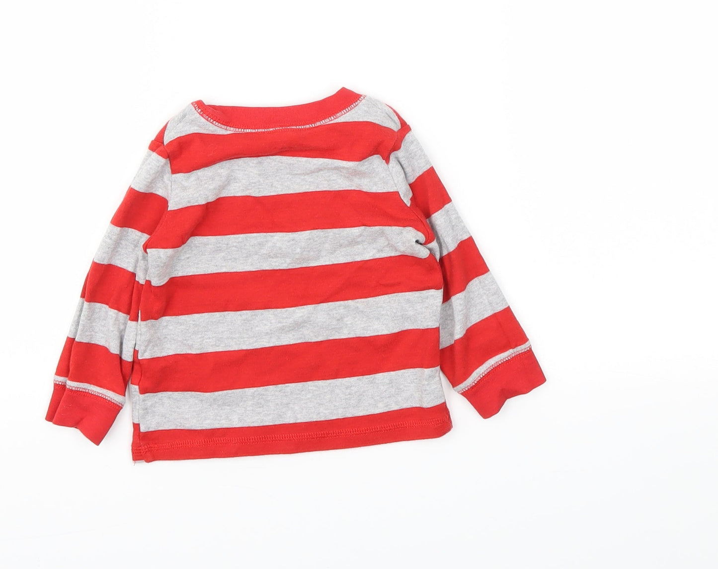 Preworn Boys Red Striped  Basic T-Shirt Size 12 Months