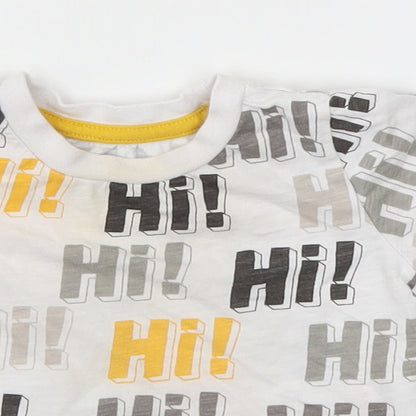 Close-up detail of Primark boys’ white basic t-shirt, size 9-12, months