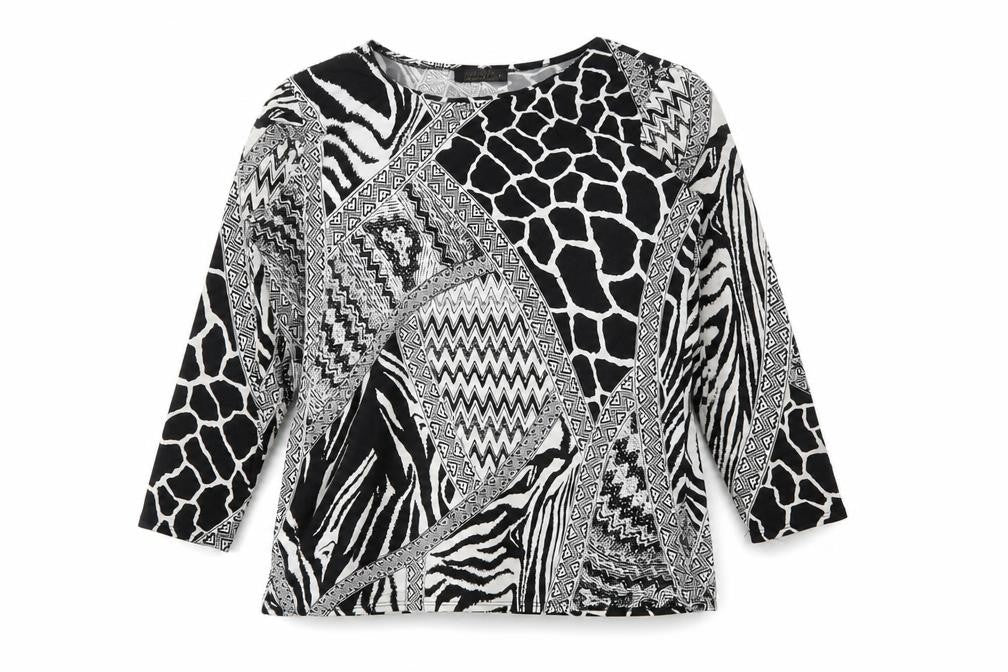 Forever Womens Black Argyle/Diamond  Basic T-Shirt Size M