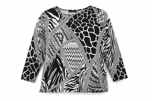 Forever Womens Black Argyle/Diamond  Basic T-Shirt Size M