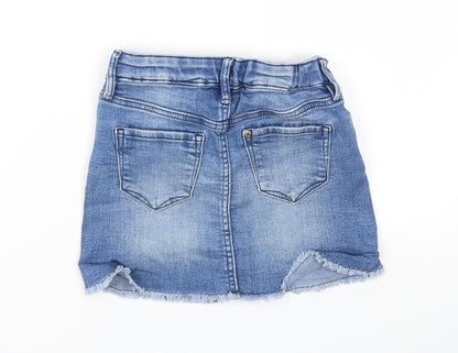 Back view of DENIM girls’ blue a-line skirt, size 5-6, years