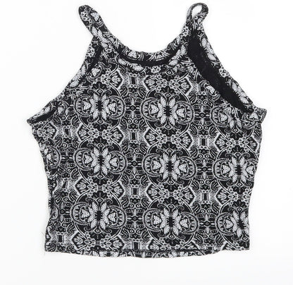 Back view of Miss Selfridge women’s grey geometric cropped tank, size UK 8