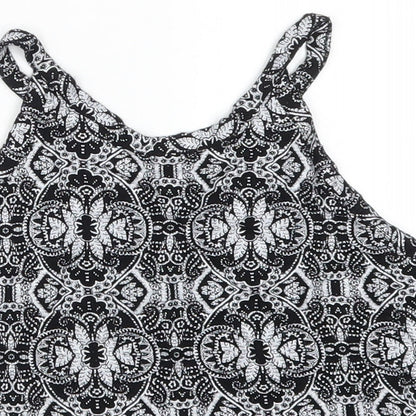 Close-up detail of Miss Selfridge women’s grey geometric cropped tank, size UK 8